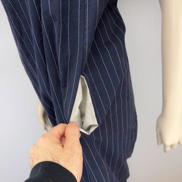 COTTON Sailor Oversized Straight Navy Blue White Striped Ropes Jumpsuit sz S / M - Picture 5 of 5